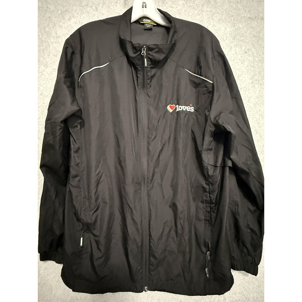 Core 365 Jacket‎ Mens Medium Black Loves Logo Windbreaker Lined Full Zip 88183